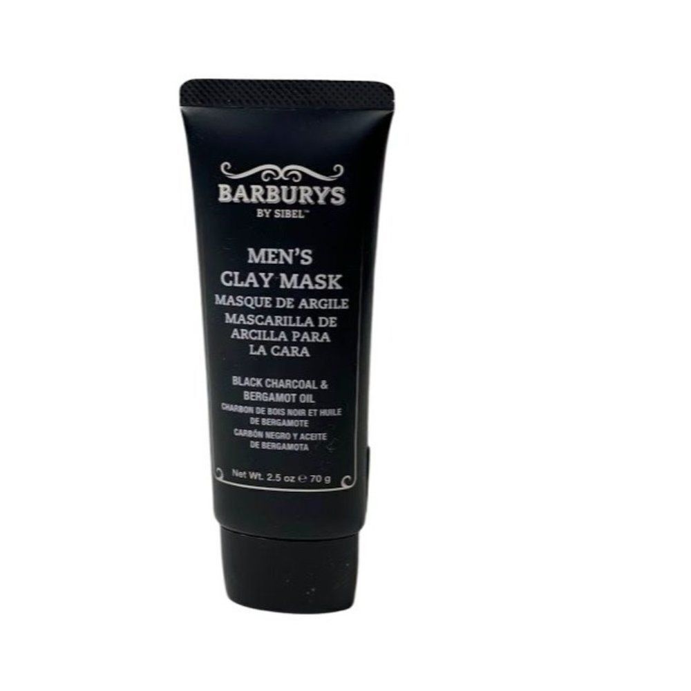 Barburys by Sibel Men's Clay Mask Black Charcoal & Bergamont Oil‎ 2.5 oz New